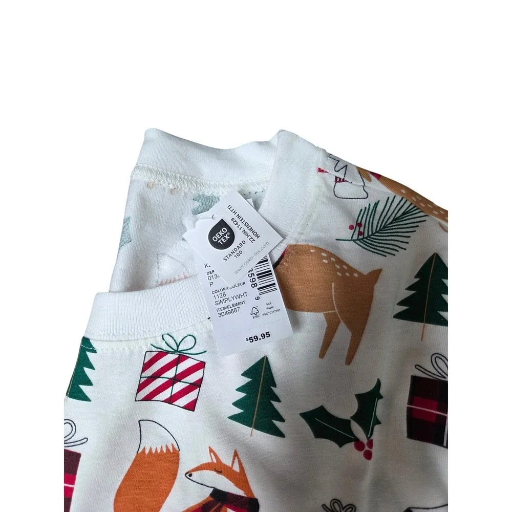 The PJs Place Adult S/P Pajamas Set Winter‎ Animals Trees Fox Deer Polar Bear